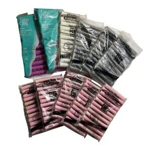 Vintage Curved Perm Rods Lot of 132 Professional Hair Curlers 11 Packs Assorted